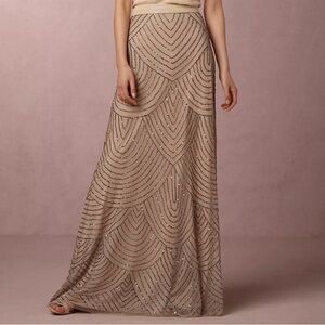 Adrianna Papell Nude Beaded A-Line Skirt
